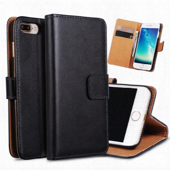 For Iphone 7 6 Plus S8 Real Genuine Leather Wallet Credit Card Holder Stand Case Cover For 5 6s Samsung Galaxy S7 Edge