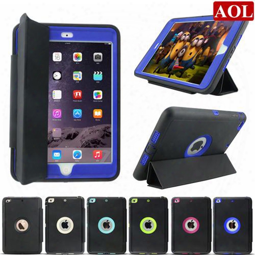 For New Ipad Pro Air 2 3 4 Mini Heavy Duty Armor Impact Rugged Shockproof Hybrid Defender Case With Auto Sleep Awake Cover