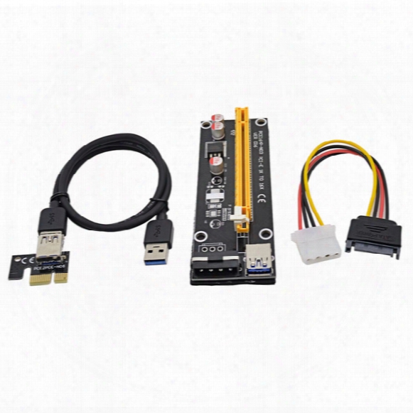Free Dhl For Bitcoin Miner Riser Pci-e Pci-e Express 1x To 16x Graphics Card Riser Usb 3.0 Sata To 4pin Ide Molex Power Supply