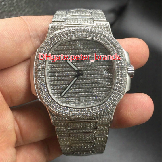 Full Iced Out Hip Hop Rappers Watch Automatic Best Grade Men&#039;s Luxury Wristwatch Stainless Steel Diamonds Case 40mm Watches