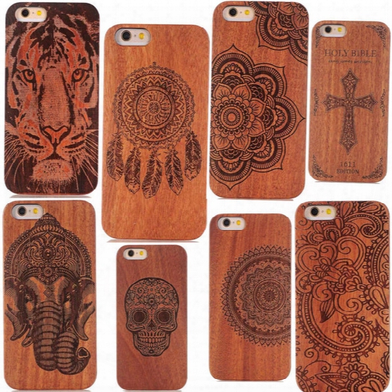 Genuine Wood Case For Iphone X 6 7 8 Hard Cover Carving Wooden Phone Shell For Apple Iphone 7 Plus Bamboo Housing Luxury Retro Protector