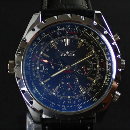 Jaragar New Arrvial Mens Fashion Black Dial/blue Glass Automatic Mechanical Watch