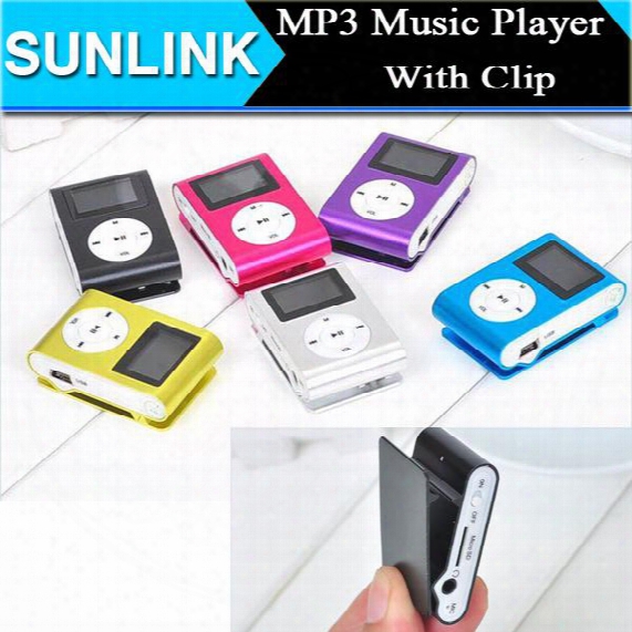 Mini Clip Mp3 Player With 1.2&quot; Lcd Screen Metal Style Support Micro Sd Card And Tf Slot With Earphone Usb Charging Cable