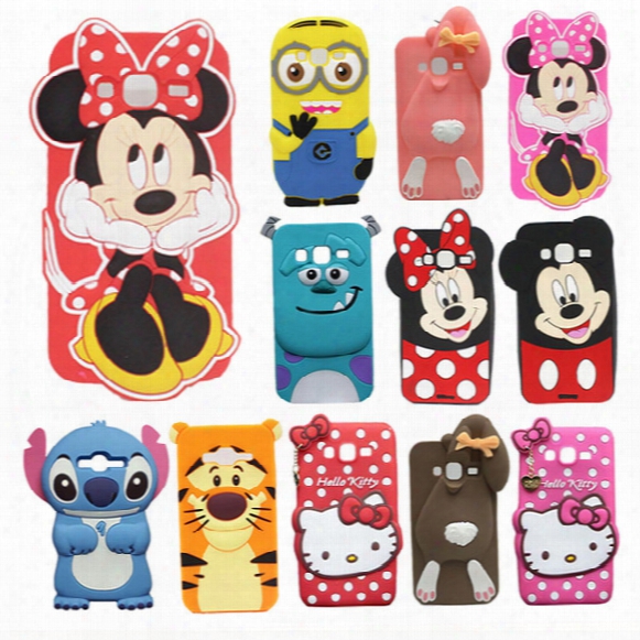 New 3d Cute Cartoon Cases Soft Silicone Rubber Phone Case For Iphone 7 5 6 6s Plus Samsung Note7 S4 S5 S6 S7