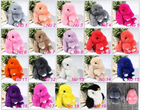 New Pom Pom Mini Car Rex Play Dead Rabbit Key Chain 19 Colors Fur Car Backpack Rabbit Doll Pendant Fashion Toys Wallet Handbag Bag Pendant