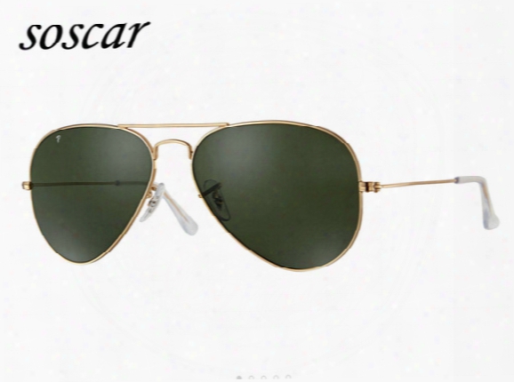 Soscar Authentic Polarized Sunglasses Metal Frame Uv400 Brand Designer Sunglasses Men Woman Gafas De Sol Metal Hinge Pilot Style 55 58 62mm