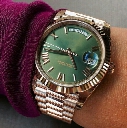 Free shipping luxury mens watch Green face rose gold Stainless steel original strap watch Day-date Automatic movement AAA mens Watches