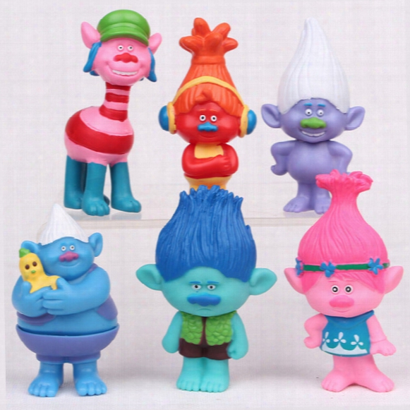 Trolls Figures Toys 6pcs/set 7.5cm/3 Inch Dreamworks Figure Collectible Dolls Poppy Branch Biggie Pvc Figures Doll Toy