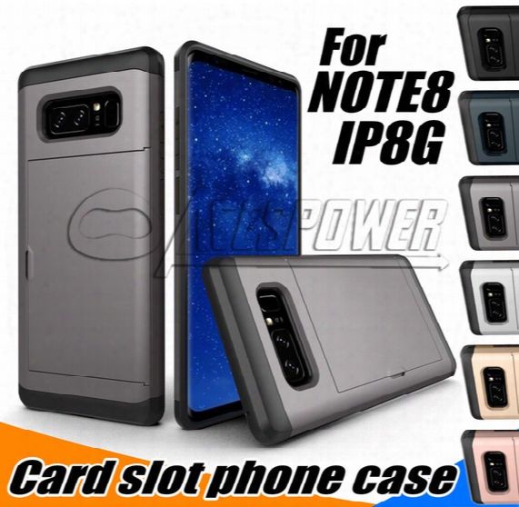 Wallet Cases For Iphone X 8 7 Samsung S8 Note8 Plus Cases Thin Card Slot Protective Slide Case Hybrid Back Cover Phone Case