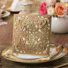 Wedding Invitations Cards Gold Paper Blank Inner Sheet Laser Cutting Wedding Invitation Flowers Hollow Wedding Cards