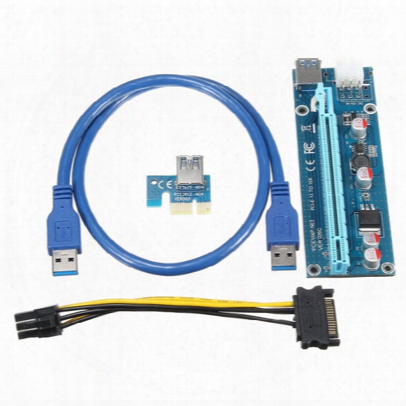 Wholesale- Wholesale 6pcs Usb 3.0 Pci-e Express 1x 4x 8x 16x Extender Riser Adapter Card Sata 15pin Male To 6pin Power Cable