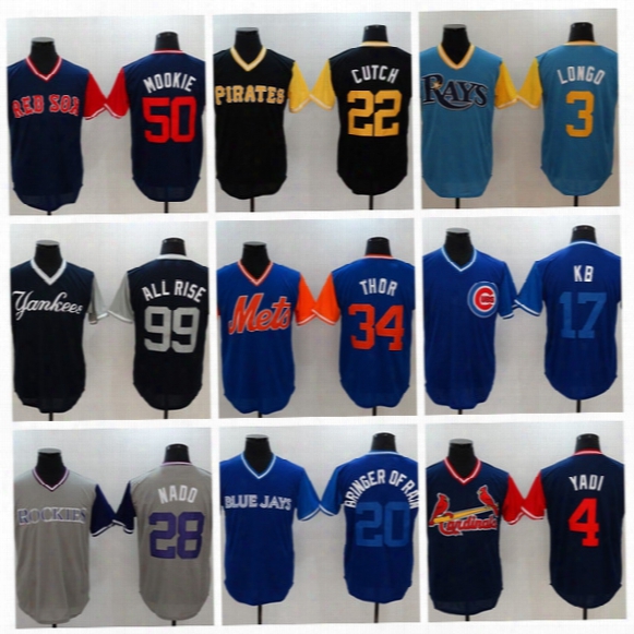 Yankees #99 Aaron Judge 2017 Players Nickname Jersey #99 All Rise Shirts #17 Kb Men Baseball Uniform #34 Thor Baseball Jerseys