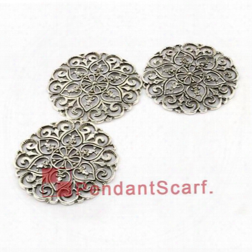 12pcs/lot, Diy Jewellery Scarf Findings Mental Zinc Alloy Round Plate Charm Flower Pendant Accessories, Free Shipping, Ac0113