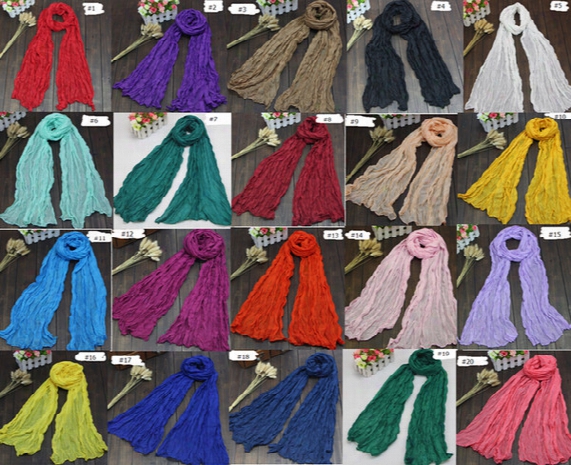 2017 New Women Soft Super Long Crinkle Scarves Wraps Shawls Stole Fashion Multicolor Punk Scarf - 26color