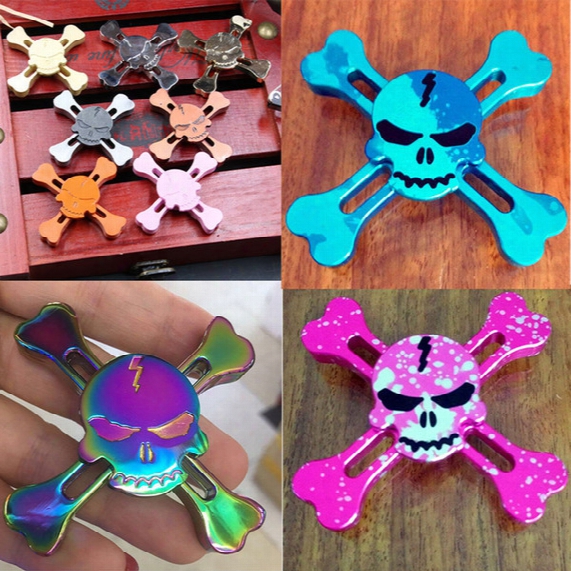 2017 Newest Styles Skull Fidget Spinner Pirates Of The Caribbean Finger Spinners Eds Anti-stress Metal Spinner Decompression Novelty Toy