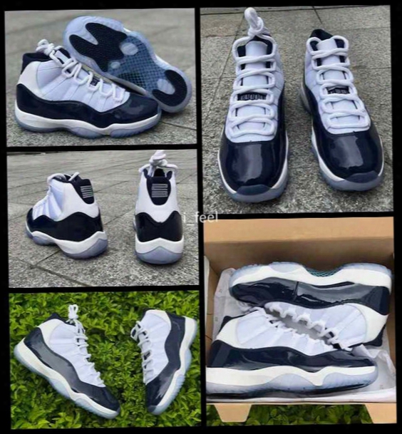 2017 Retro 11 Xi Midnight Navy George Town Mens Basketball Shoes With Real Carbon Fiber Retros 11s Sport Top Quality Sneakers With Box