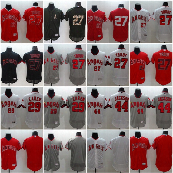 #27 Mike Trout #29 Rod Carew #44 Reggie Jackson 2017 Los Angeles Angels Men All Stitched S-4xl Flexbase Onfiled Baseball Jerseys