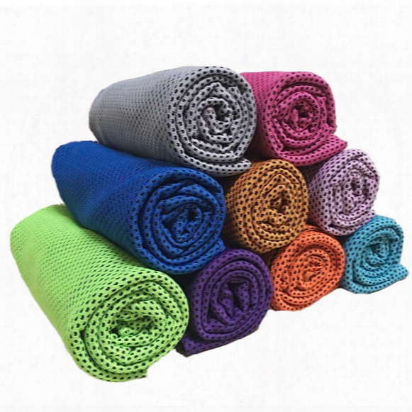 90*30cm Double Layers Ice Cold Towels Summer Exercise Sports Ice Cool Towel Hypothermia Cooling Scarf Ties Neck Scarves Multicolor Jf-756