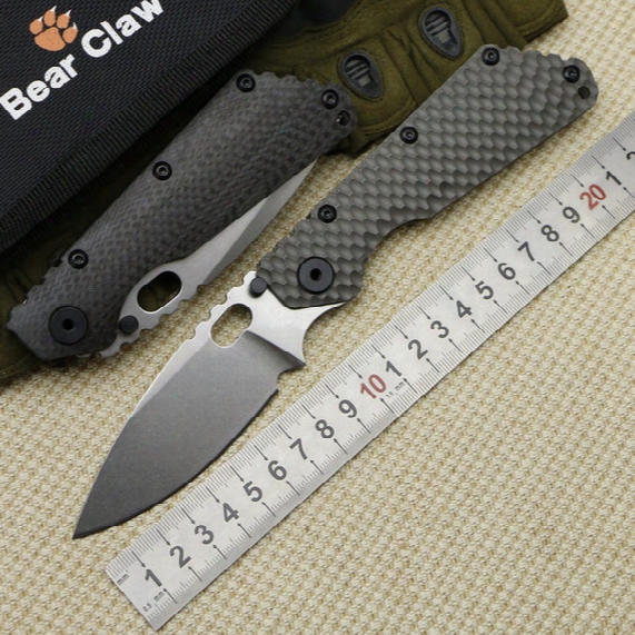 Bear Claw Smf Folding Knife D2 Blade Carbon Fiber Titanium Handle Outdoor Mountaineering Adventure Hunting Edc Camping Tools