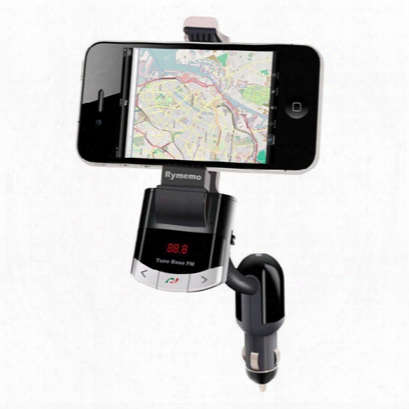Bluetooth Fm Transmitter Car Kit Phone Mount Holder Bracket Cellphone For Iphone Samsung Stand With Handsfree Call Car Charger