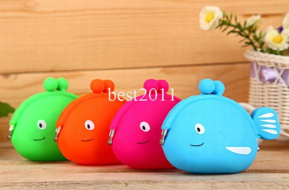 Cartoon Fish Candy Color Silicone Coin Purse Cute Coin Bag Silicone Purse Japanese Style Coin Wallet Dhl Free Shipping Best2011