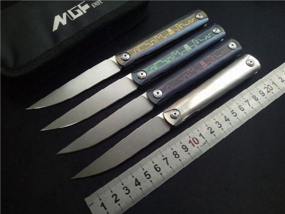 Ch Titanium Pocket Knife High Carbon Zdp189 Steel Blade Ball Bearing Washer Bronzed Titanium Handle Hunting Outdoors Camping Knife Edc Tool