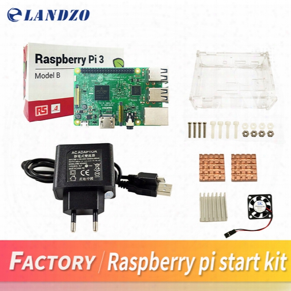 D Raspberry Pi 3 Model B Starter Kit-pi 3 Board / Pi 3 Case /eu Power Plug/with Logo Heatsinks Pi3 B/pi 3b With Wifi & Bluetooth