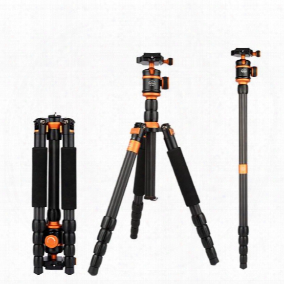 Dslr Folding 35cm Travel Carbon Fiber Tripod Monopod + 360 Damping Ballhead Ball Head Dual Spirit Level For Camera Canon Nikon