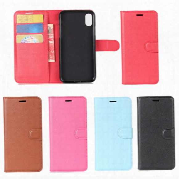 For Iphone X Litchee Pattern Leather Cover Case Support Standholder Card Slot Pocket For Iphone X Free Dhl