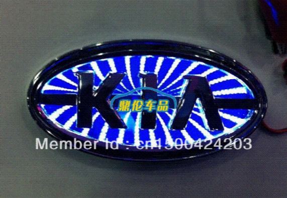 Free Shipping 3 D Led Car Sticker Logo Light Red Badge Light Emblems Sticker Kia Series