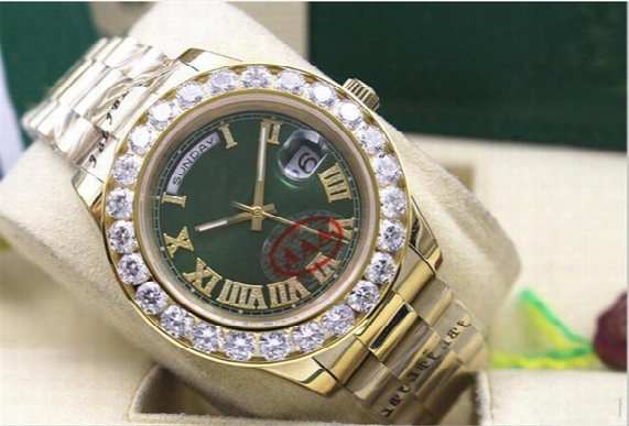 High Quality Luxury Automatic Wristwatch New Mens President 18k Gold 43mm Bigger Diamond Watch Fashion Mechanical Mens Watches