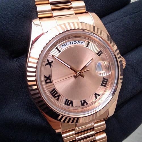 Hot Sale Top Brand Atch Mechanical Automatic Watches Luxury Rose Gold Date Wristwatch 134