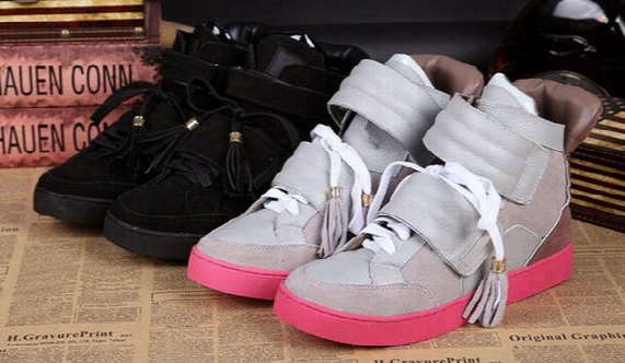 Hot Selling Men Brand Kanye West High-top Casual Shoes Carmine Bottom Lovers Shoes Comfortable Casual Flat Shoes