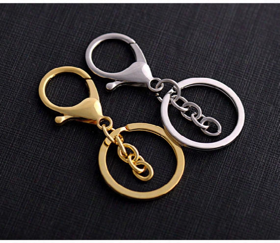 Kc Simple Circle Keyrings Alloy Key Rings Auto Metal Key Chain Gold Silve Plated Lobster Clasp Key Holders