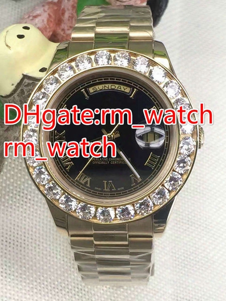 Luxury Brand Big Diamond Men Automatic Gold Watches Date 43mm Size Sapphire Glass Watch Stainless Steel Aaa Quality Replicas Watch