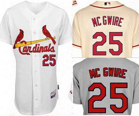 Mark Mcgwire Jersey St. Louis Cardinals 25 Mark Mcgwire Cool Base Jersey White Grey Cream