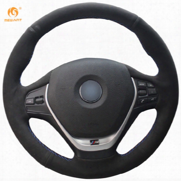 Mewant Black Suede Car Steering Wheel Cover For Bmw F30 320i 328i 320d F20