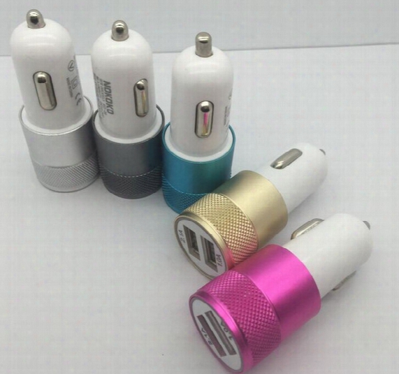 Mini Aluminum Material Dual 2 Port Universal Usb Car Charger Cable Adapter For Iphone Ipad 2 3 4 5 6 Samsung Galaxy S4 S5 Note