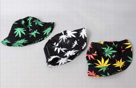 New Fashion Design Fashion Unisex Bucket Hats Maple Leaf Printed Cotton Cap Women Men Basin Hats 3 Colors