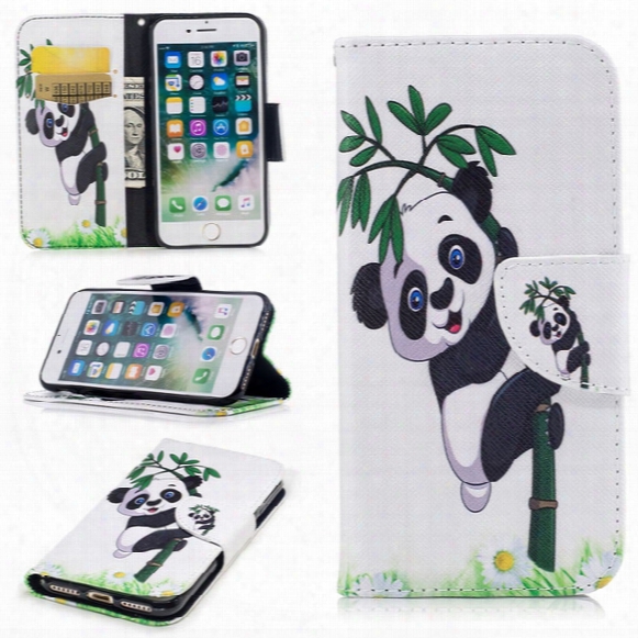 New Flip Wallet Case For Iphone7 7plus 3d Painted Cute Panda Butterfly Leather Cartoon Cover For Iphone6s 6splus 5s Se Free Shipping