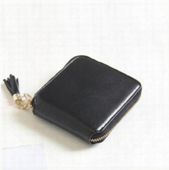 New Zipper Wallet Female Short Paragraph Simple Lady Wallet Tassel Multi - Card Bit Zero Purse