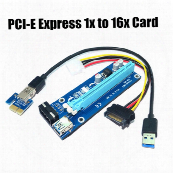 Pci-e Pci E Express 1x To 16x Graphics Card Riser Card Adapter Usb 3.0 Cable Sata To 4pin Ide Molex Power Supply For Btc Miner