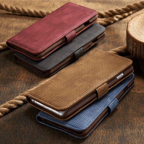 Retro Flip Phone Holster Skin Stand Card Slot Wallet Case Breathable For Apple Iphone 6 6s 7 Plus Cover Cases Dhl Free Shipping