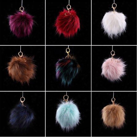Sample 10 Colors Keychain New Fluffy Large 13cm Faux Fox Fur Pompom Ball Car Handbag Pendant Key Chain Key Ring 1 Pc