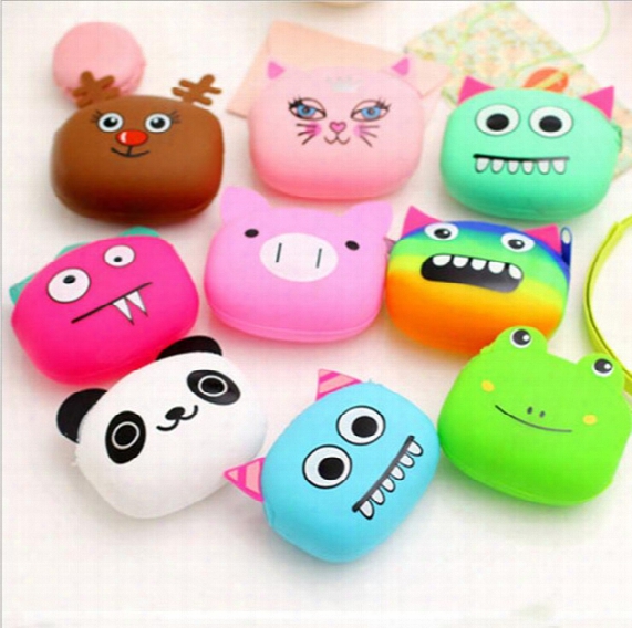 Silicone Coin Purse Lovely Kawaii Candy Color Cartoon Animalw Omen Handbags Girls Wallet Multicolor Jelly Purses Kid Christmas Gift