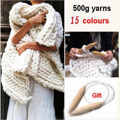 Super Thick Yarns Scarf Blanket Big Knit Yarn High Grade Thick Hat Yarn For Hand Knitting Wool Blend Yarn Crochet Yarn (500g/lot) Free Gift