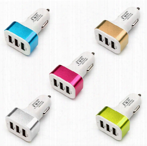 Triple Universal Usb Car Charger 3 Port Car-charger Adapter Socket 2a 2.1a 1a Car Styling Usb Charger For Car-styling