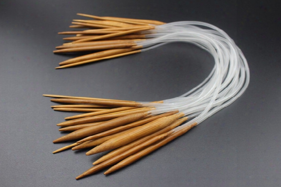 Wholesale 18pairs Classical 16&quot; 40cm Smooth Nature Circular Bamboo Carbonized Knitting Needles Crafts Yarn Tool Sets 2.0mm-10mm