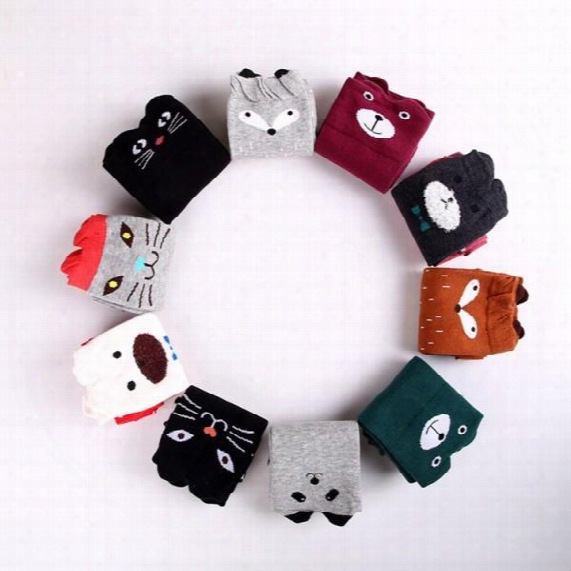 Wholesale Fashion Unisex Cartoon Animal Leg Warmers Socks Baby Girls & Boys Knee High Totoro Panda Fox Socks Kids Cute Striped Knee Socks