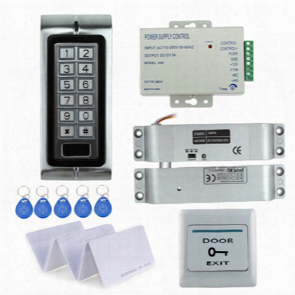 Wholesale- Full Waterproof Rfid Access Control System Kit K2 Digital Lock+3a/12v Power Supply+electric Drop Bolt Lock+10pcs Id Key Cards